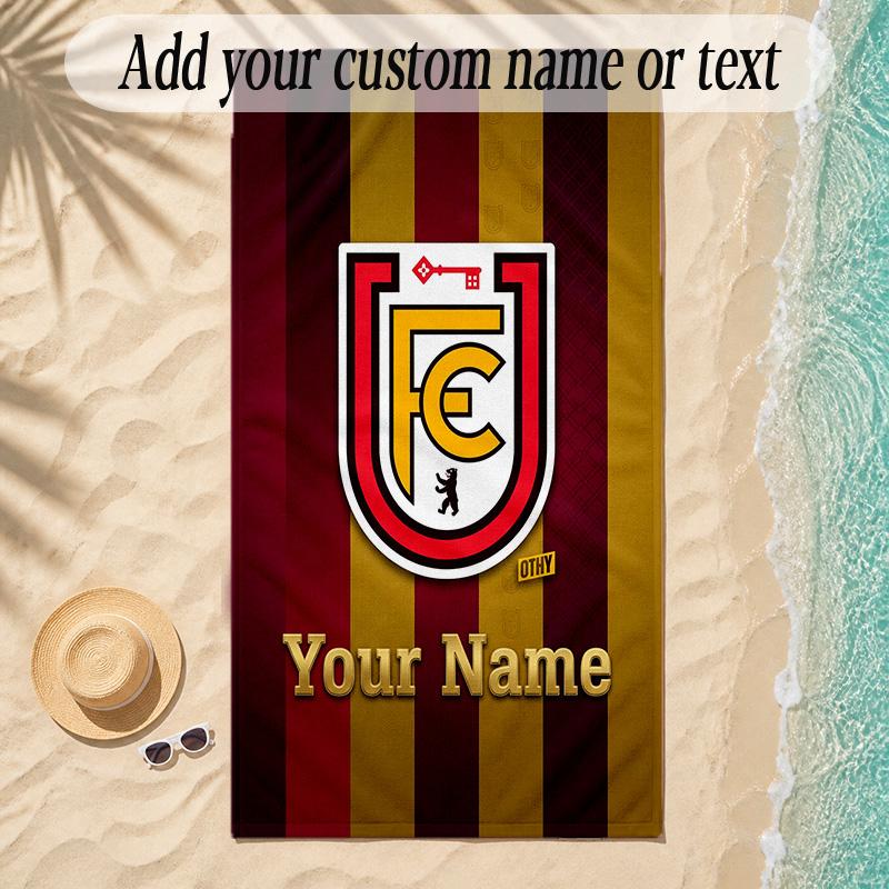 Strandtuch Union Berlin FC Benutzerdefinierter Name Text Personalisierbares Weiches Handtuch für Strand Pool Innenbereich Heimdekoration Geschenk