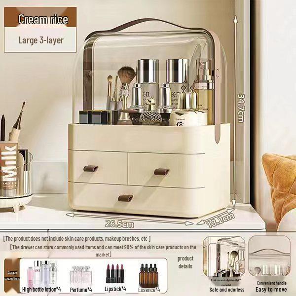 Cosmetics & Jewelry Organizer: Dustproof Storage Rack for Skincare, Lipstick & More