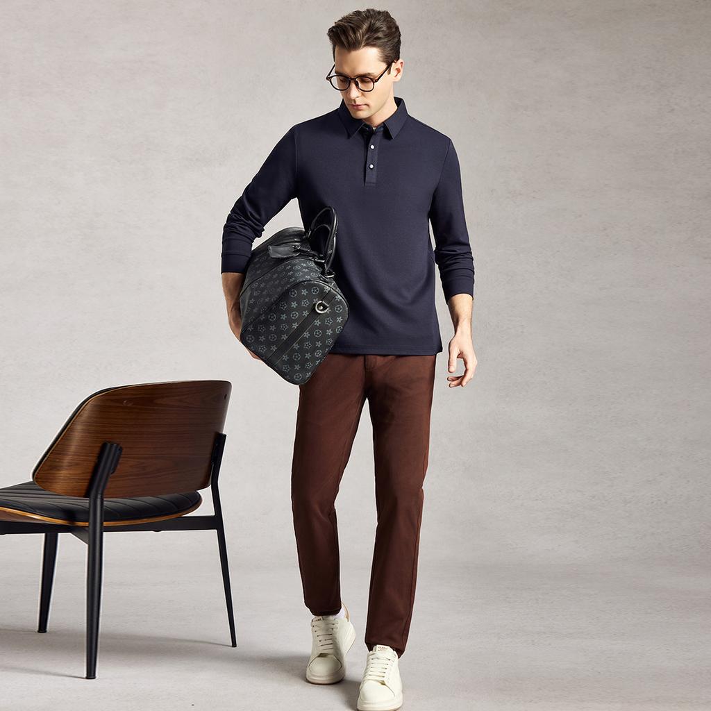 Four-Sided Stretch & Easy Care Long-Sleeved Polo Shirt