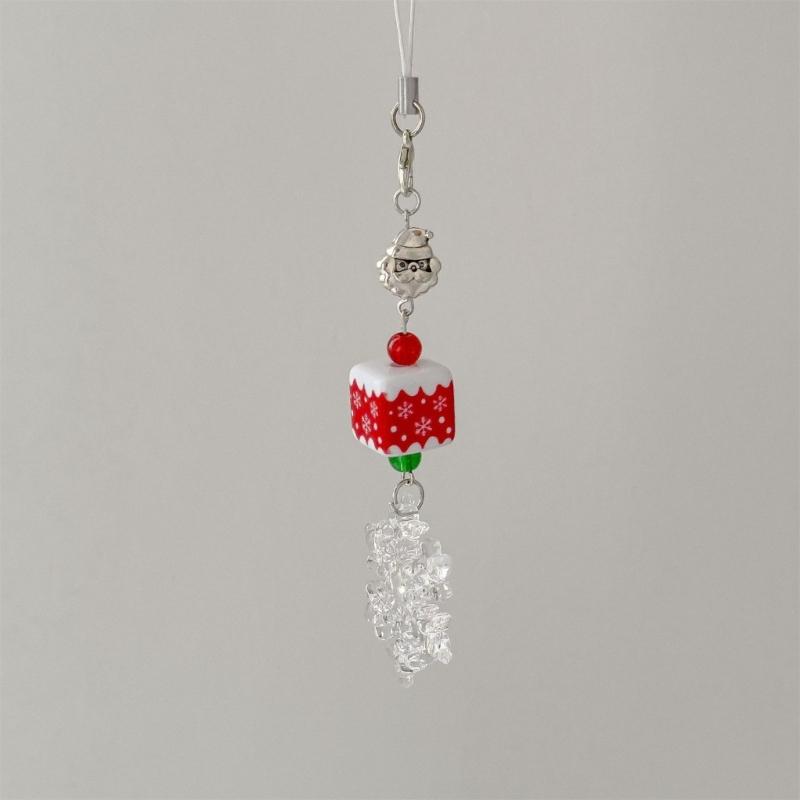 Festival Christmas Bead Mobile Strap Phone Pendant Alloy Phone Strap Resin Alloy Texture Perfect for Bags or Keys