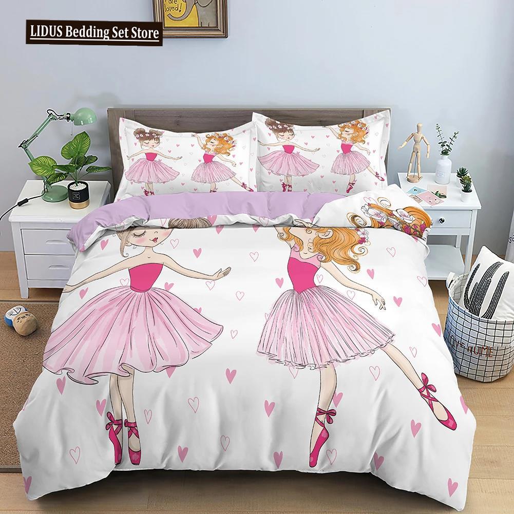 Cartoon Bedding Set For Kids Children Crib Danceing Girl Duvet Cover Set & Pillowcase Edredones Niños Princess Quilt Cover