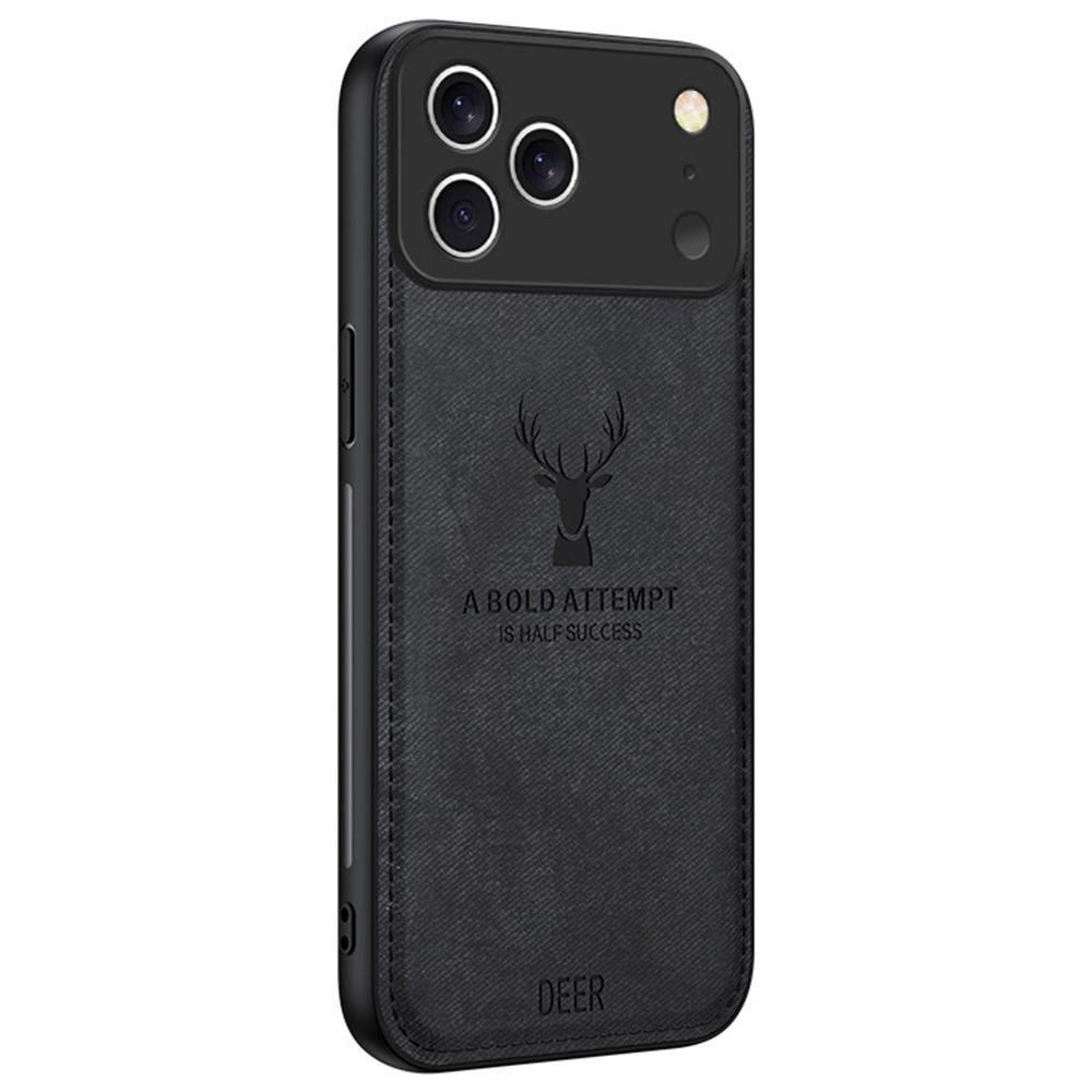 For iPhone 17 Pro Case Deer Pattern Cloth Texture PU + PC + TPU Phone Cover