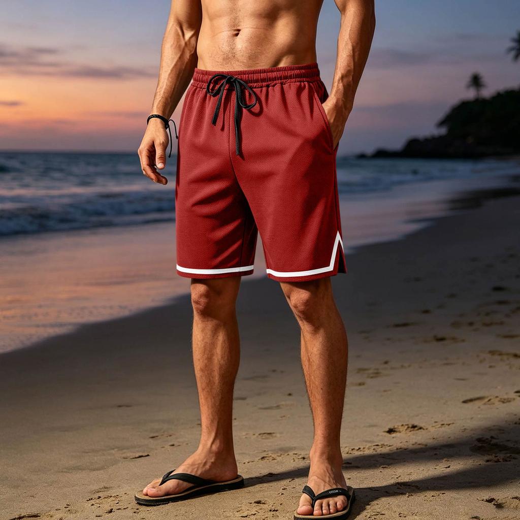 Men's Breathable Mesh Athletic Shorts Lightweight Casual Sportswear with Elastic Waistband and Drawstring for Outdoor Activities and Gym
