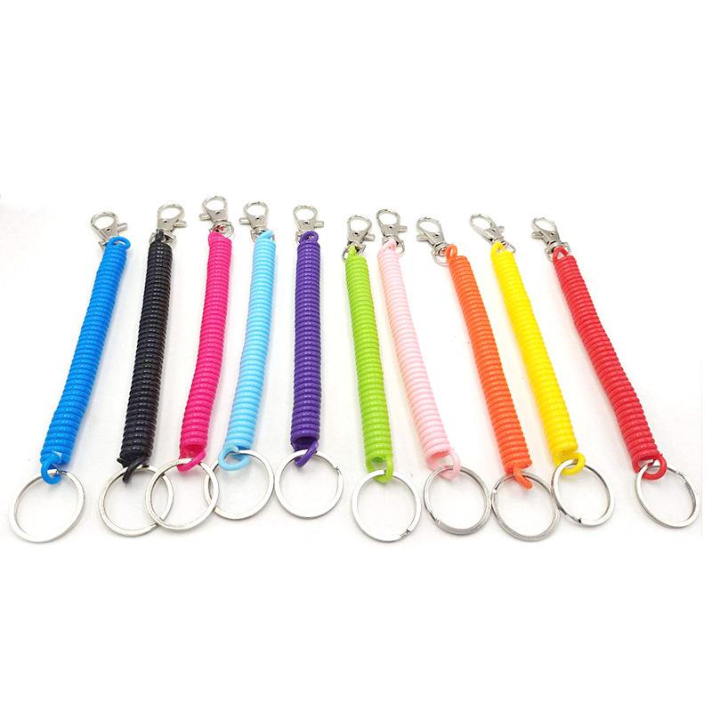 1Pc High Elastic Plastic Anti-lost Phone Cable Spring Rope Key Chain Bag Mobile Phone Lanyard Keychain Color Spring Rope
