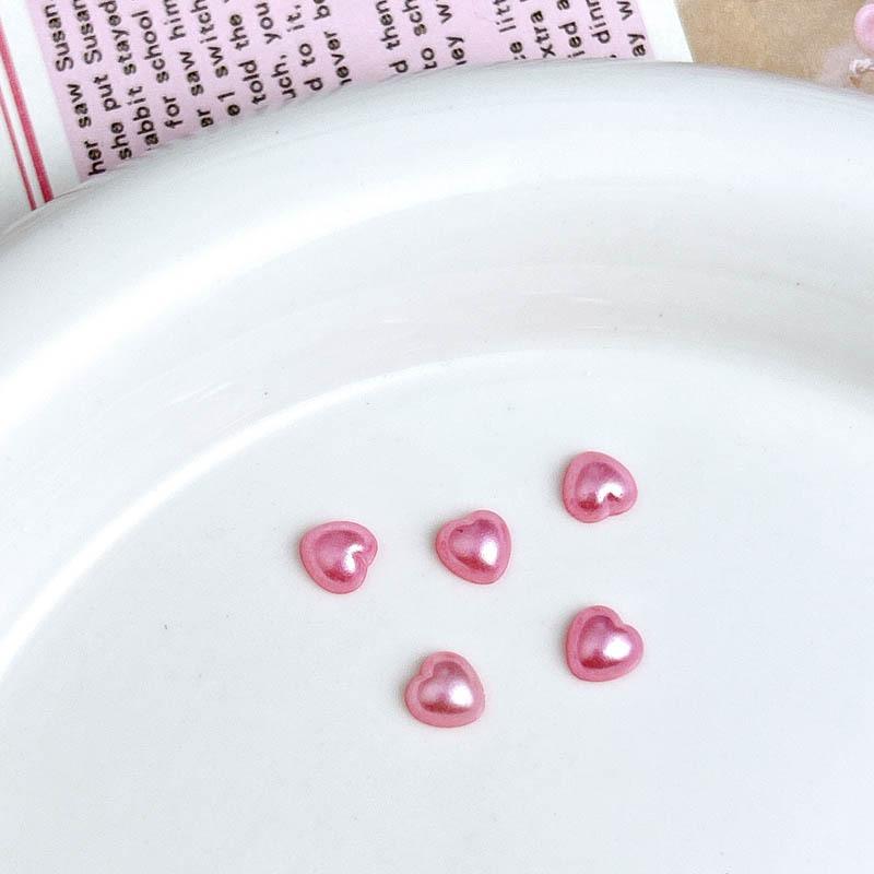 Hot Selling Resin Big and Small Love Heart Nail Art Jewelry Pink White Glossy Pearlescent Diy Nail Accessories Pink Little Heart