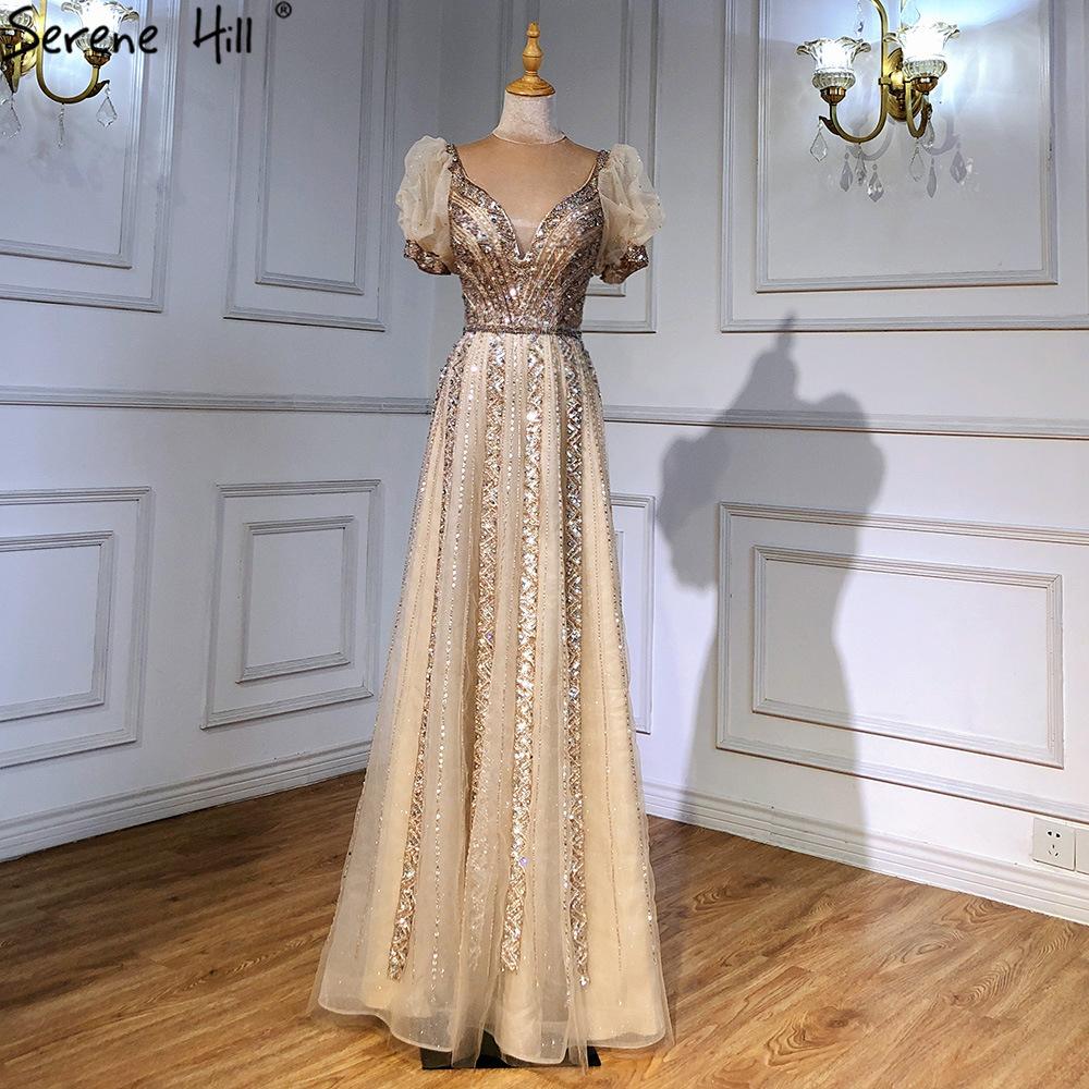 New bubble sleeves light luxury slim bride engagement toast dress high-end luxury host evening dress LA11111