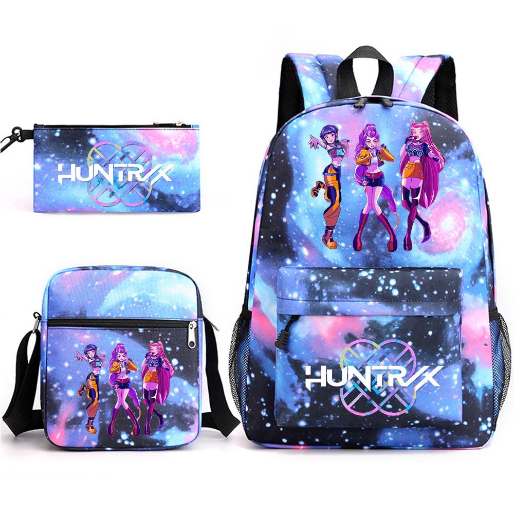 3Pcs/set Anime Printed Backpack with Shoulder Bag Pencil Case for Teenager Student Boy Girl School Bag Large Capacity Waterproof Bookbag Kid Gift