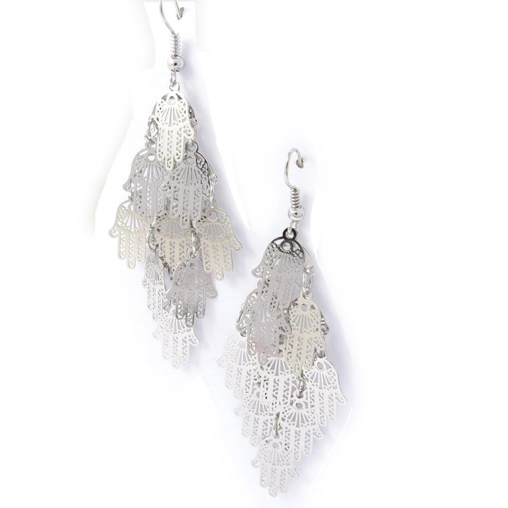 Les Trésors De Lily [J9481] - Silver 'Fatma' Designer Earrings