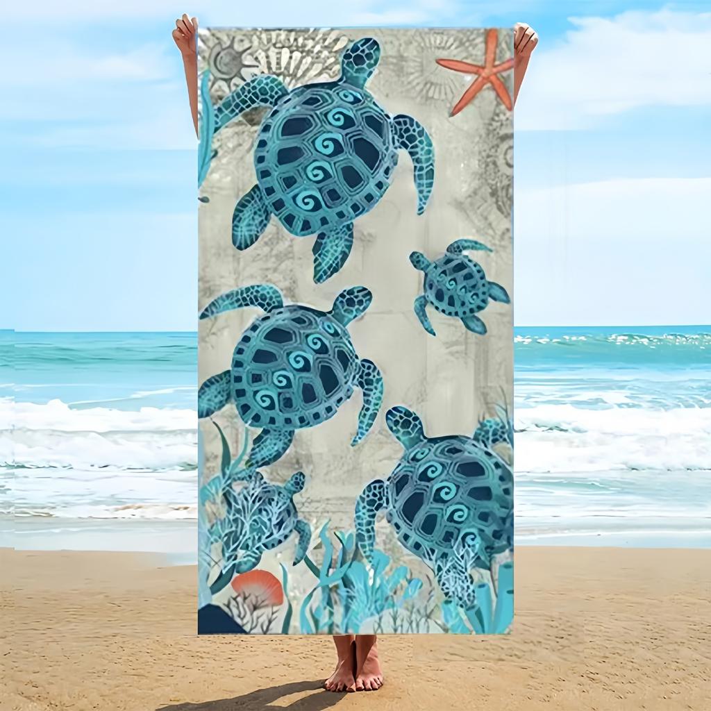 Buntes Seestern-Blumen-Strandtuch Polyester Schnelltrocknend Sandfrei Badetuch Tropisches Blatt-Decke für Sommer-Meeresurlaub