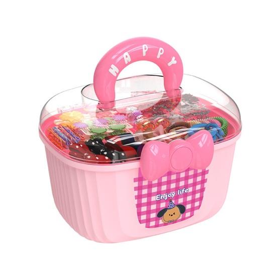 Aufbewahrungsbox für Haaraccessoires Staubdichter Deckel mit Schleifen-Dekor Schichtbehälter für Kinderclips Krawatten