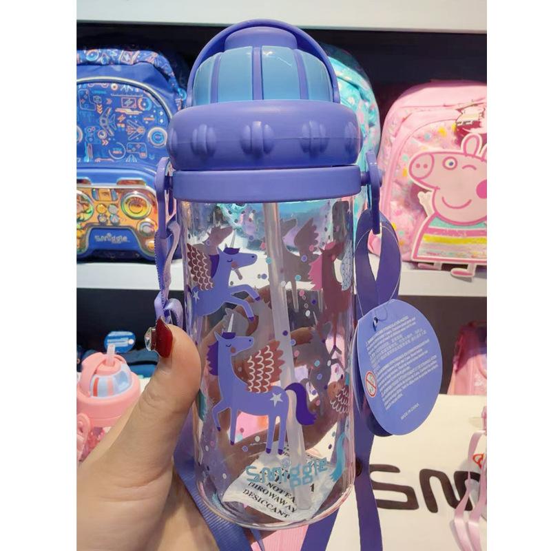 Smiggle Australia Kids Cartoon Straw Bottle Hydration Sports Water Bottle Portable Crossbody Sling Medium