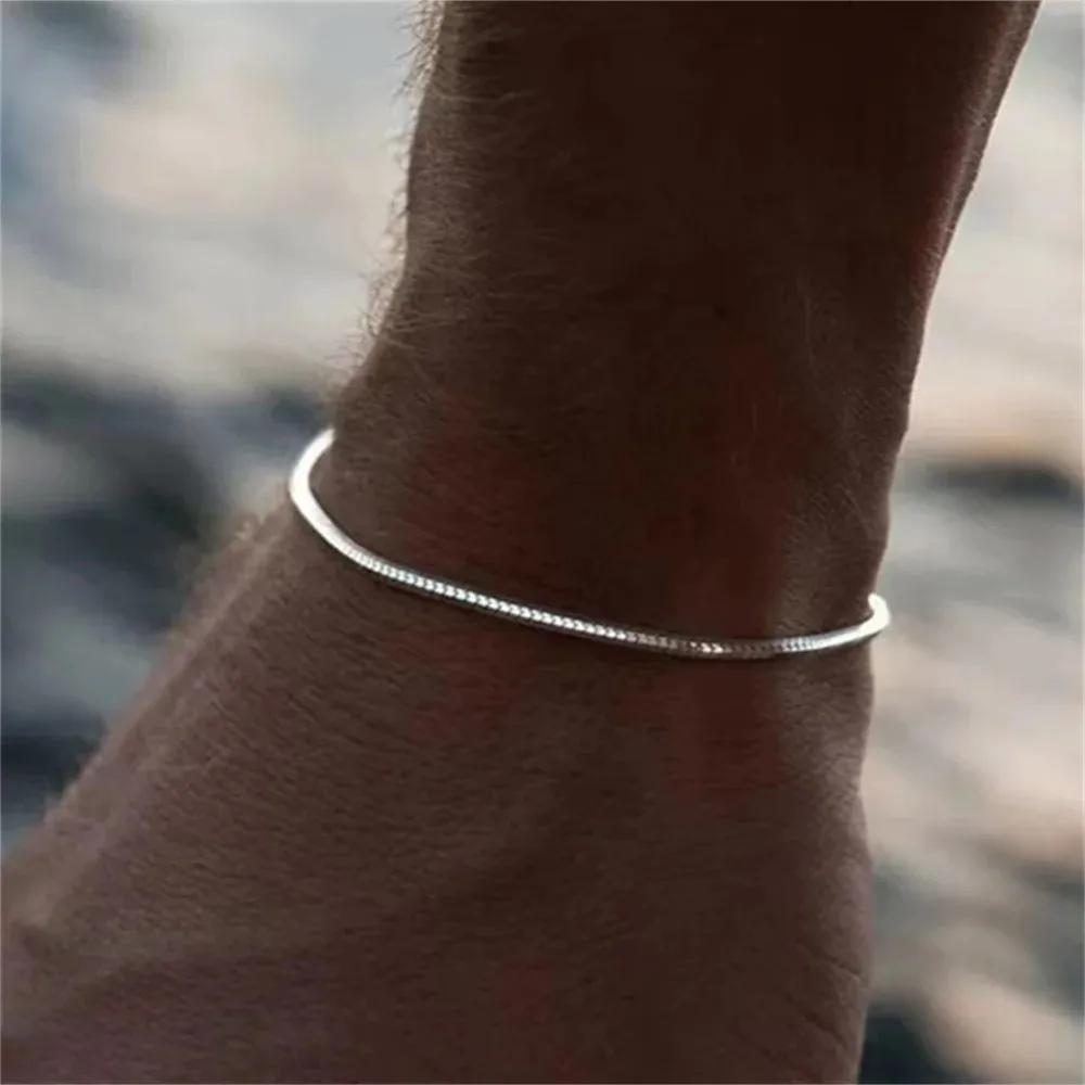 Fashion New Box Chain Bracelet Men Stainless Steel Gold Silver Color Square Pendant Bracelet Gift Trendy Jewelry Accessories