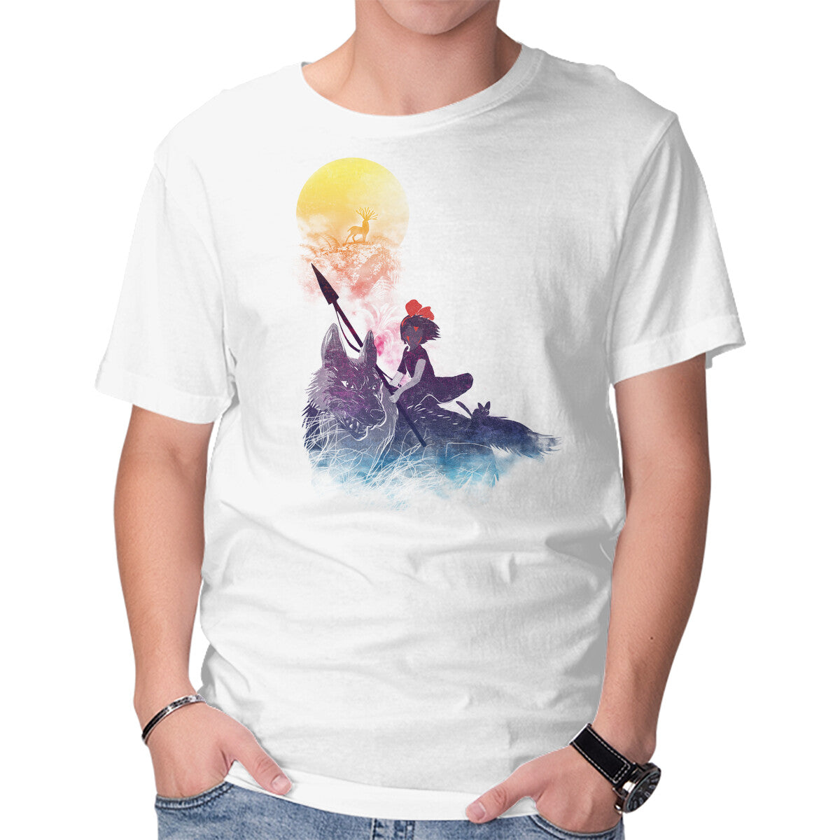 Unisex Crew Neck T-Shirt Princess Monokiki Graphic Short Sleeve Casual Tee XXL