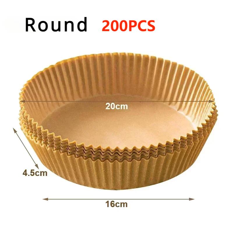 50 Stück/Set Einweg-Papierpergament für Heißluftfritteuse Holzzellstoff Dampfgarer Käsekuchen Heißluftfritteuse Zubehör Backpapier für Heißluftfritteuse