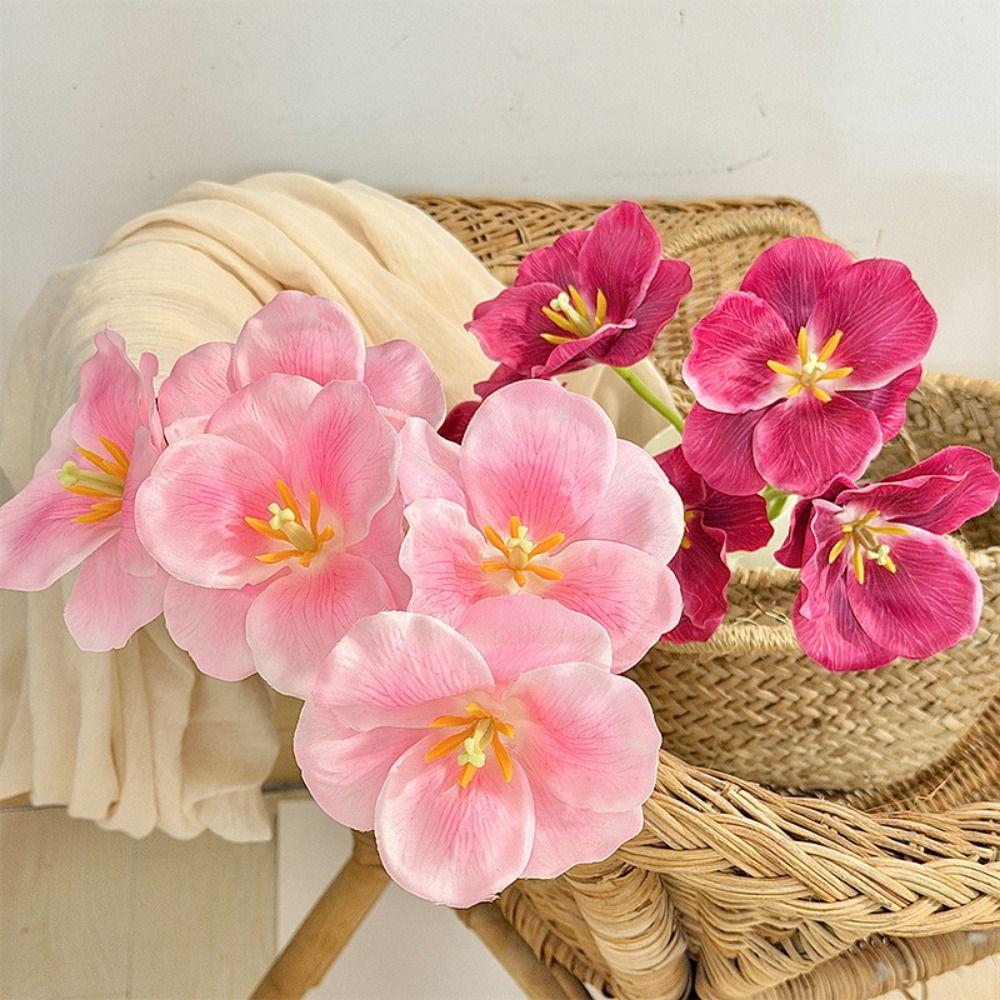 Double Petal Artificial Tulip Flowers Single Stem Artificial Faux Plants Fake Flowers Tulip Garden