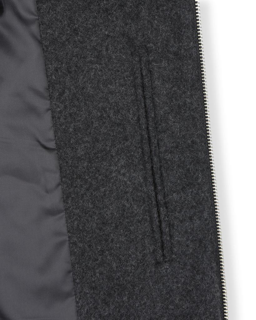 Beslow Wool Wide Collar Harrington Jacket Melange Charcoal