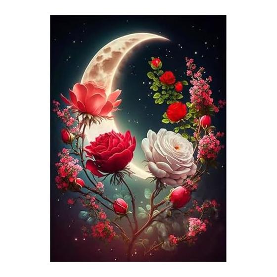 SKTMH 5D Diamond Painting Kit Diamond Art Valentine Decoration Beautiful Moon Rose Full Paste Type Home Wall Decoration Valentine s Day Birthday
