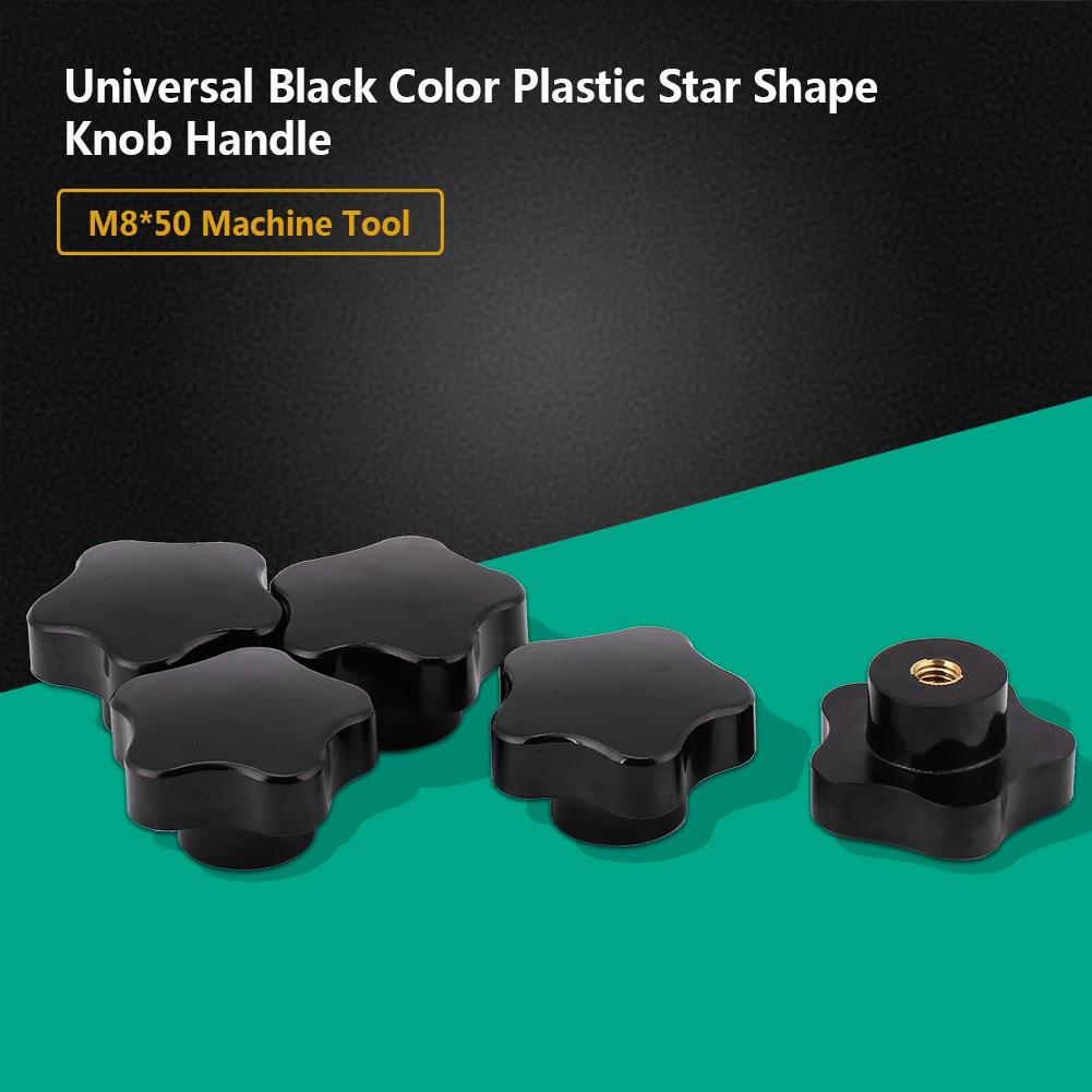 5pcs Universal Black Color Plastic Star Shape Knob Handle M8 for Machine Tool