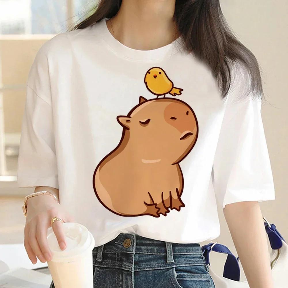 Cute Capybara Clothing T-Shirt Women Vintage Cartoon T Shirt Female Casual Anime Top Tees T Shirt Manga Women Graphic Tee Tops