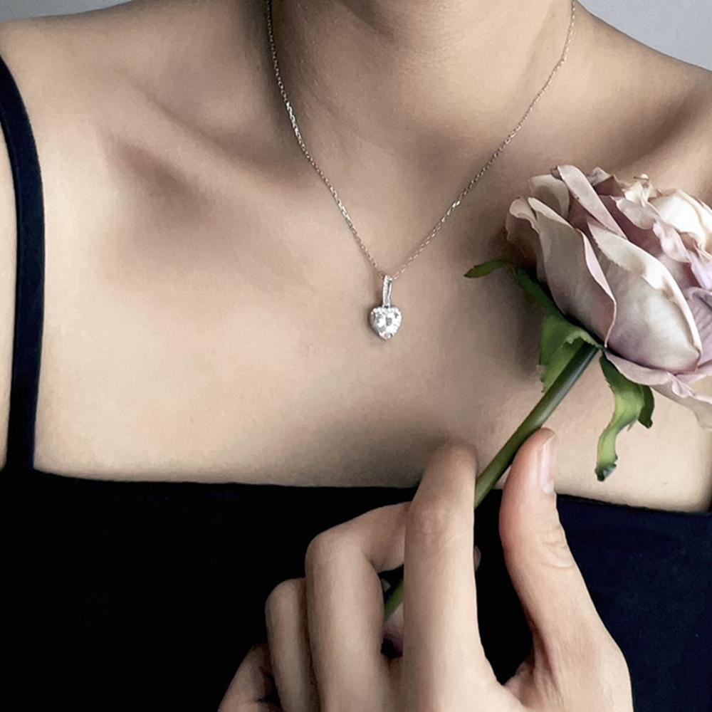 Vinregem 100% 925 Sterling Silver VVS1 3EX D Color 1.2CT 7MM Heart Cut Real Moissanite Diamond Gemstone Pendant Necklace Fine Jewelry GRA