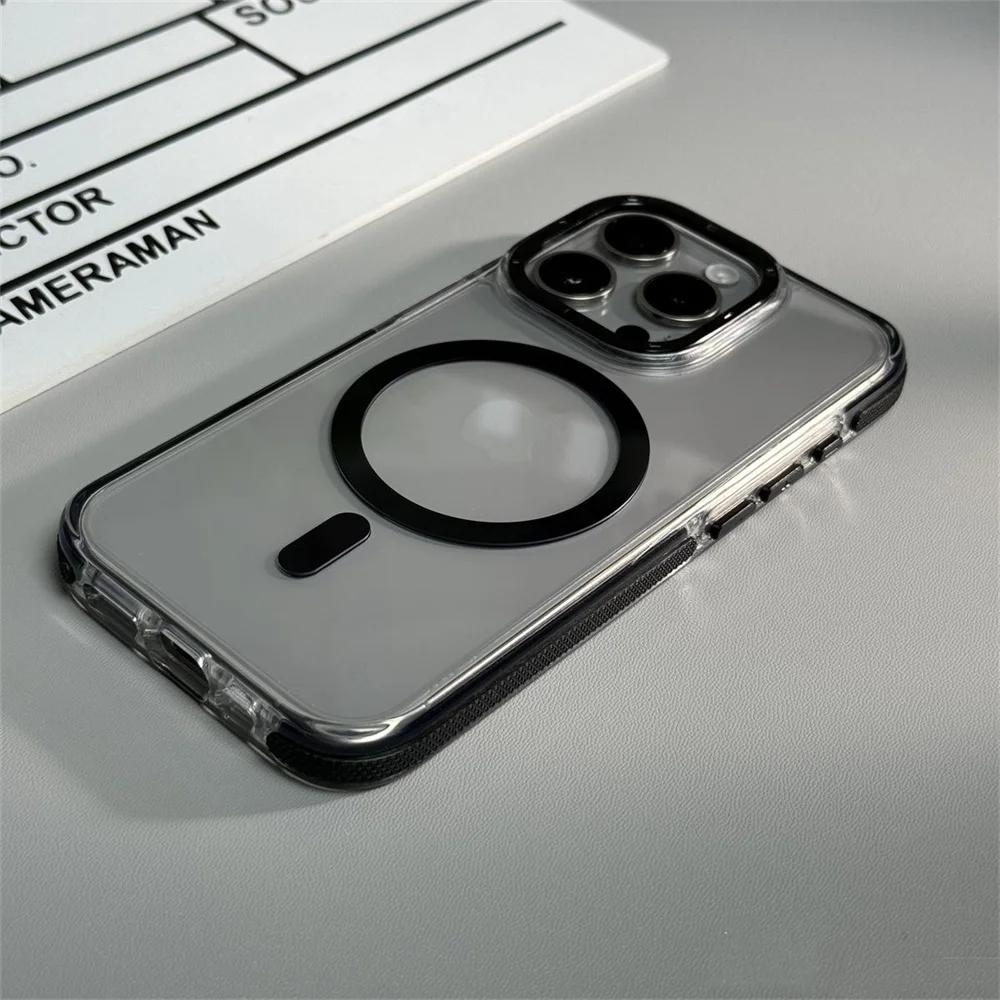 Magnetic Shockproof Clear For Magsafe Phone Case For iPhone 16 15 14 13 12 Pro Max 11 Wireless Charging Air Cushion Bumper Cover