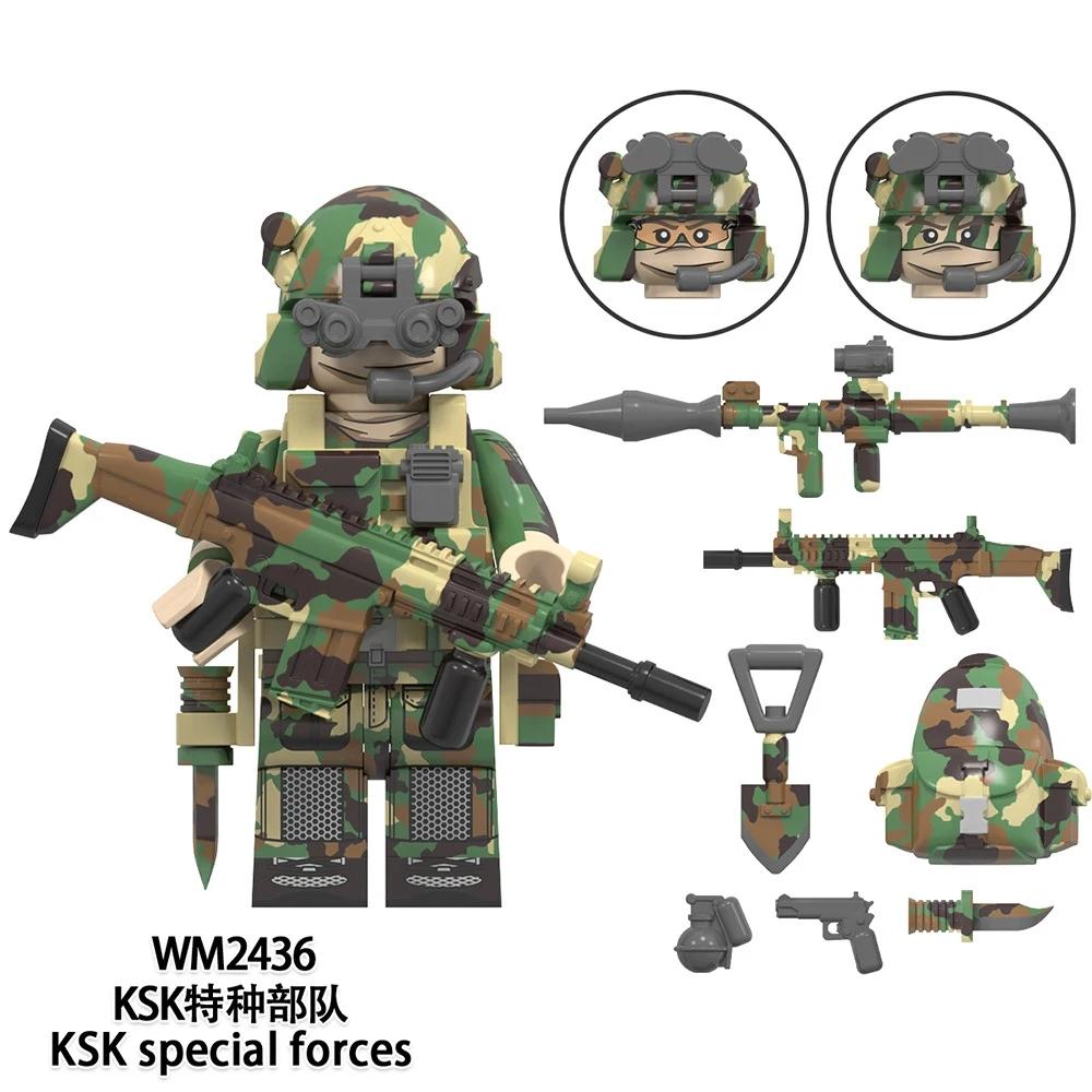 Wm6147 Ww2 Military Special Forces Weapons Soldier Ksk Alpha Snow Leopard Navy Seals Dleta Figura Model Toys