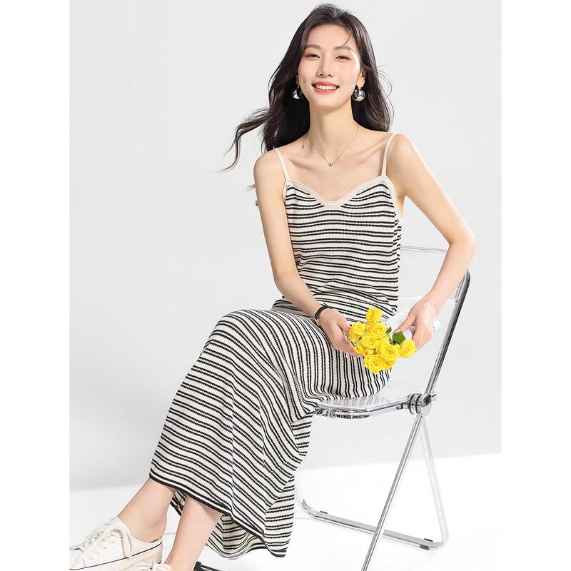 Sanpowa Women s Ice Silk U-Neck Slip Dress One Size