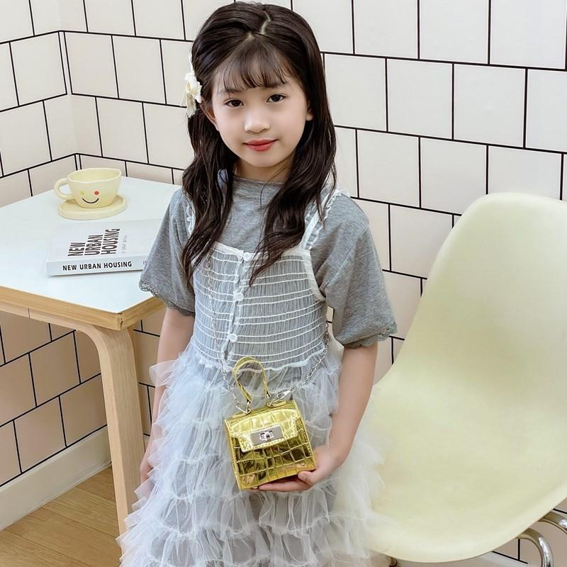 Solid Children Color Casual Bag With Laser Stone Texture Design Travel Daily