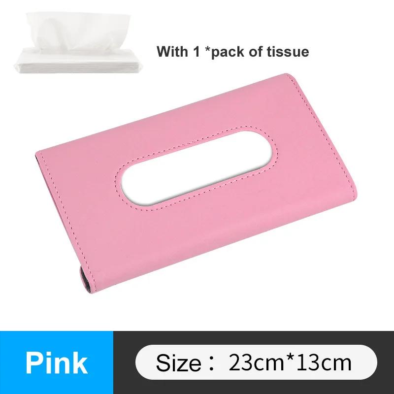 Car Visor Tissue Holder PU Leather Hanging Paper Towel Clip Napkin Holder Backseat Tissue Case Auto Interior Accessories