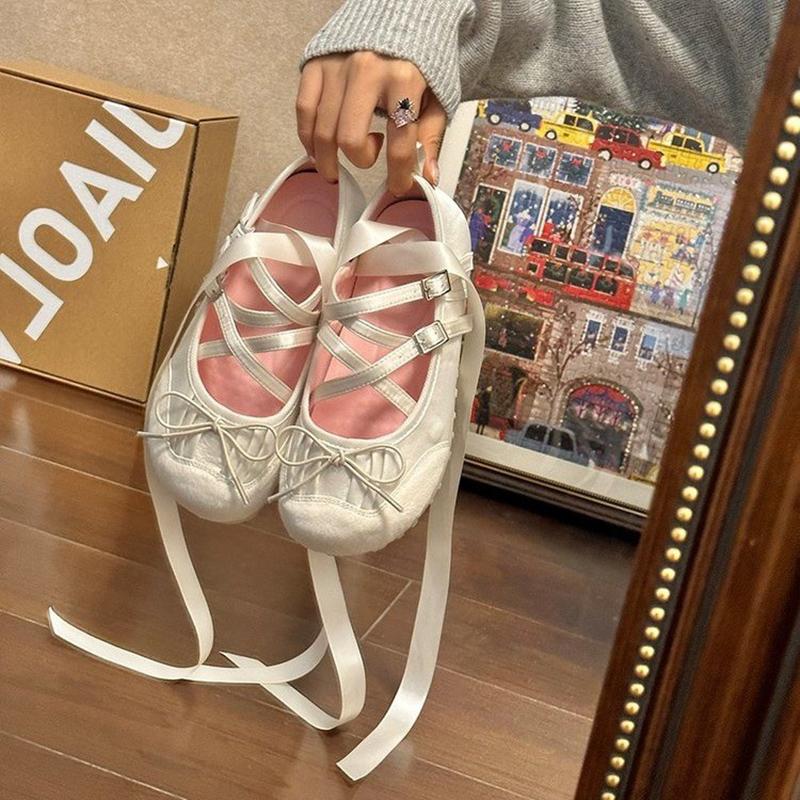 Spring Cross Strap Women Ballet Flats Fashion Elegant Round Toe Shoes Ladies Comfort Street Style Soft Sole Ballerinas Shoes