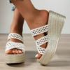 Fashion 2025 NEW Stylish Hollow Super High Heel Slides Women Cross Strap Thick Bottom Flat Sandal Female Non Slip Slippers