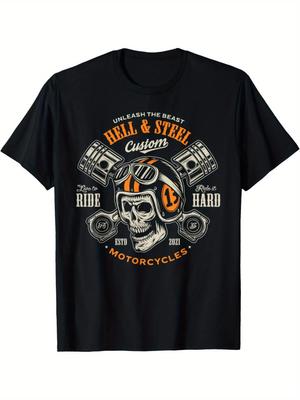 Motorcycle Enthusiast Men's T-shirt Vintage Motorcycle Design Oversize Street T-shirt Vintage Racing Design Black Casual Fashion