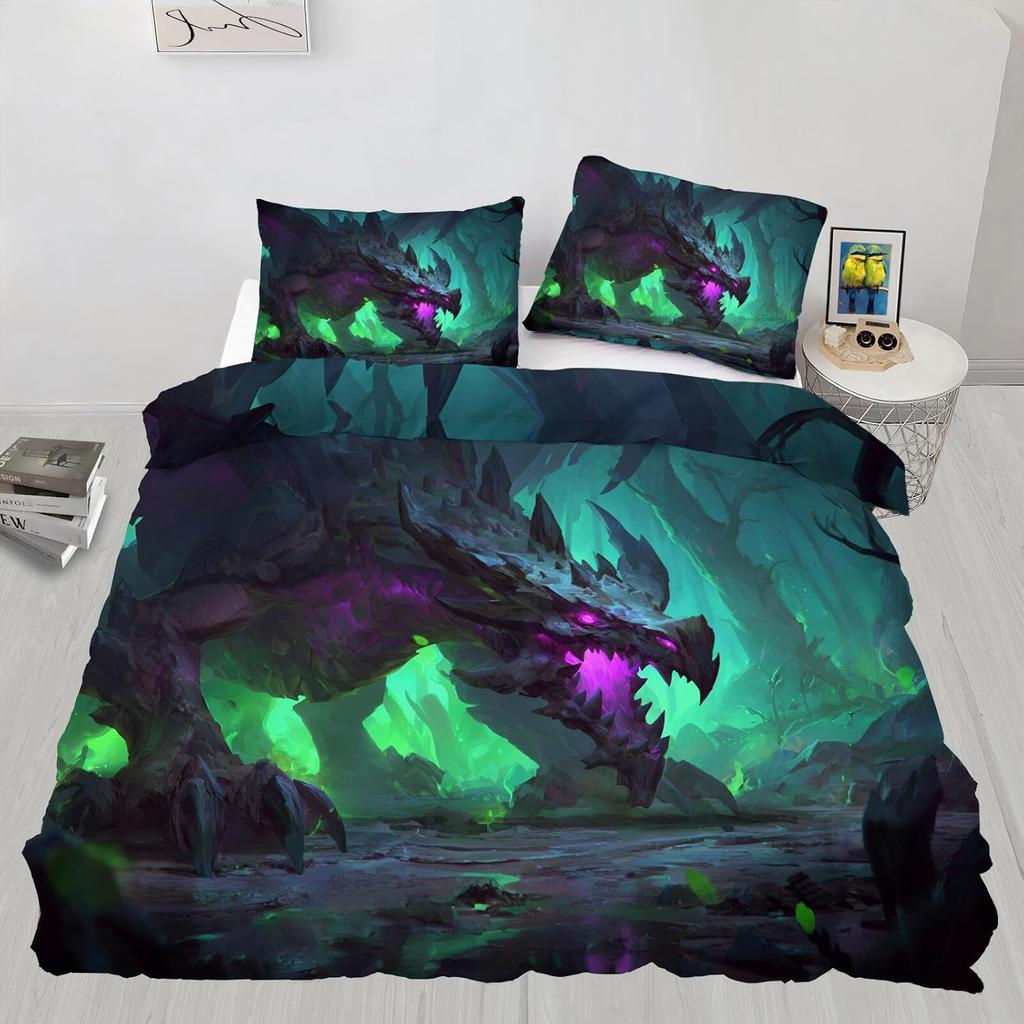 Chinese Dragon Duvet Cover Set,Fantasy Bedding Set 2-Piece Soft Bedding With Pillowcase,Vibrant Bedroom Decor For Adult Children