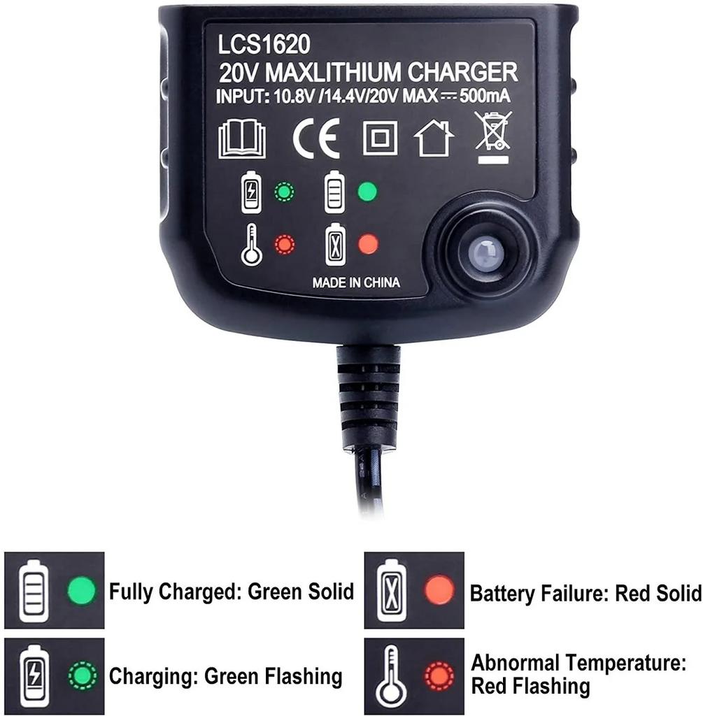 LCS1620 Li-ion Battery Charger For Black&Decker 10.8V 14.4V 20V Model LBXR20 LB20 LBX20 LBX4020 Electric Drill Screwdriver Tools