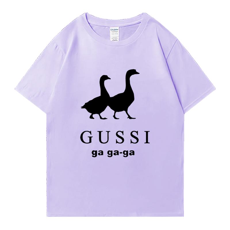Hochwertiges T-Shirt GUSSI Ga Ga Ga Fashion Lustige Sommer Kurzarm T-Shirts Streetwear Herren Damen Kleidung Baumwolle Unisex Oberteil