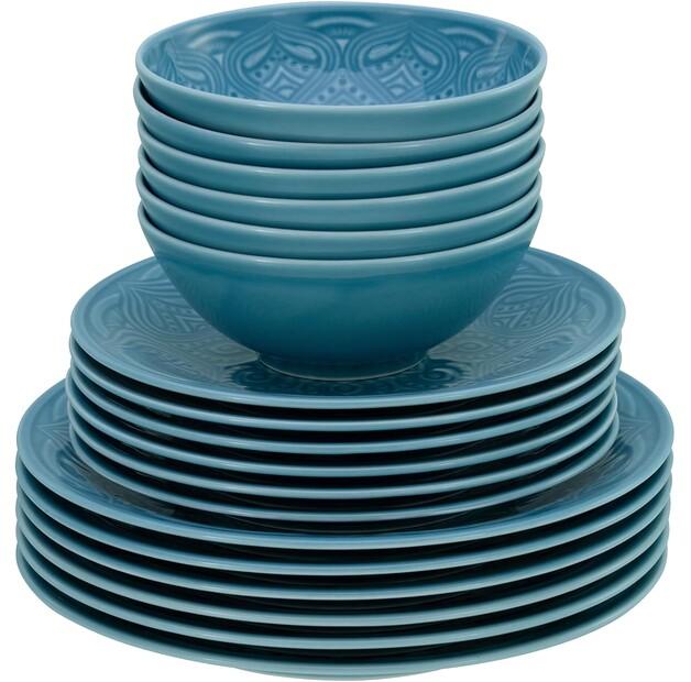 CreaTable Orient Mandala Tableware Set Aquamarine, 18 Pcs (21624)