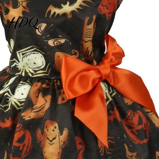 Pet Princess Skirt Funny Halloween Dog Dress Pumpkin Bat Spider Ghost Print Festive Costume for Photos Apparel Puppy with Bow Small Dogs Cats Soft
