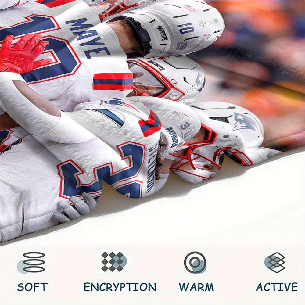 New England Patriots Players Printed Flannel Blanket, Soft Throw for Bedroom Sofa, Washable, Fan Merchandise, Great Gift.