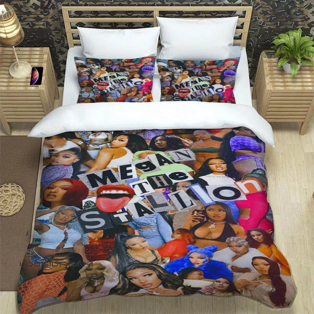 

Rapper Megan Thee Stallion Bedding Sets Exquisite Supplies Set Duvet Cover Bed Comforter Set Bedding Set Luxury Birthday Gifts (135x200cm)