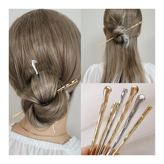 Kanzashi Stick Hairpin, Single Prong, Simple Hair Accessory, Yukata, Brass, Gold Plated, Cherry Blossom Pattern, Glass Bead, Sparkling, Dangling
