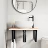 Vidaxl Wall Shelf Under Sink, Steel and Solid Oak Wood
