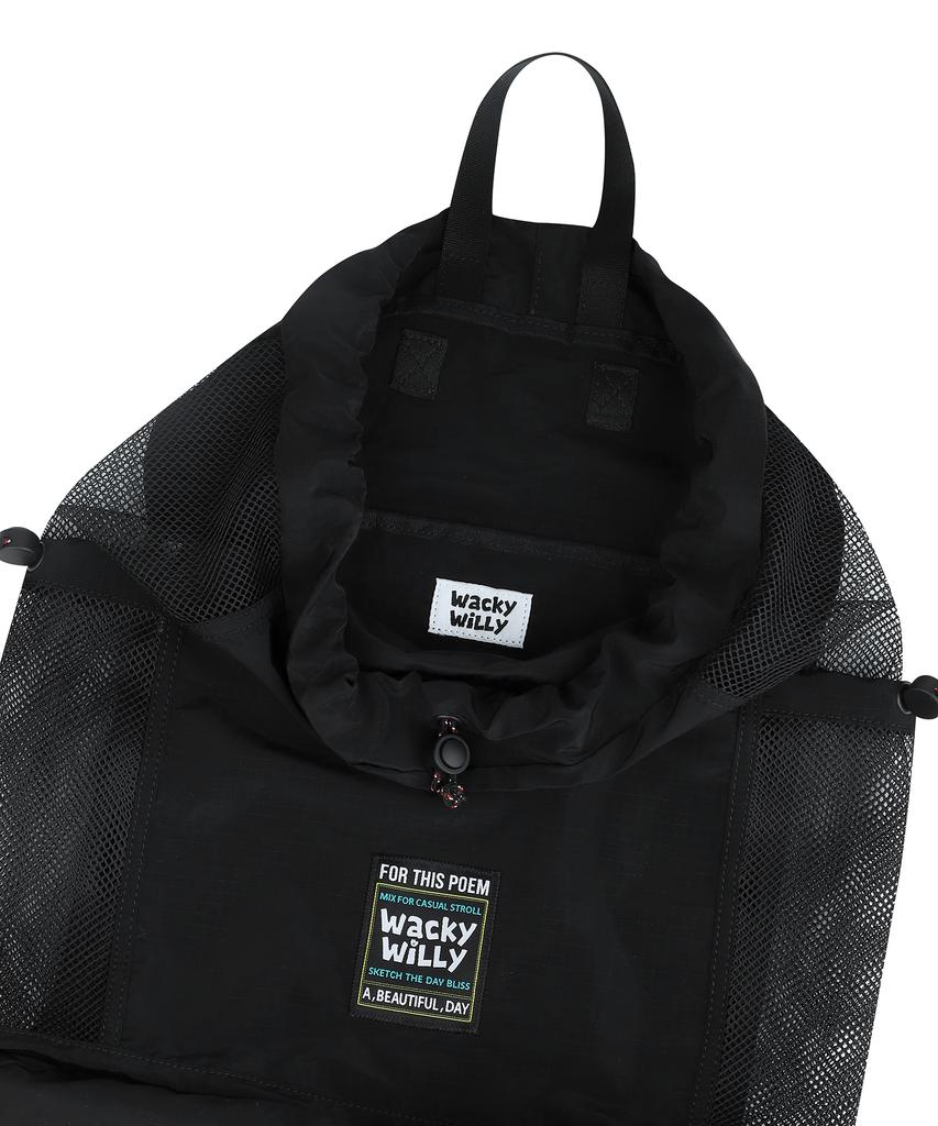 Wacky Willy Leo String Draw Backpack Black