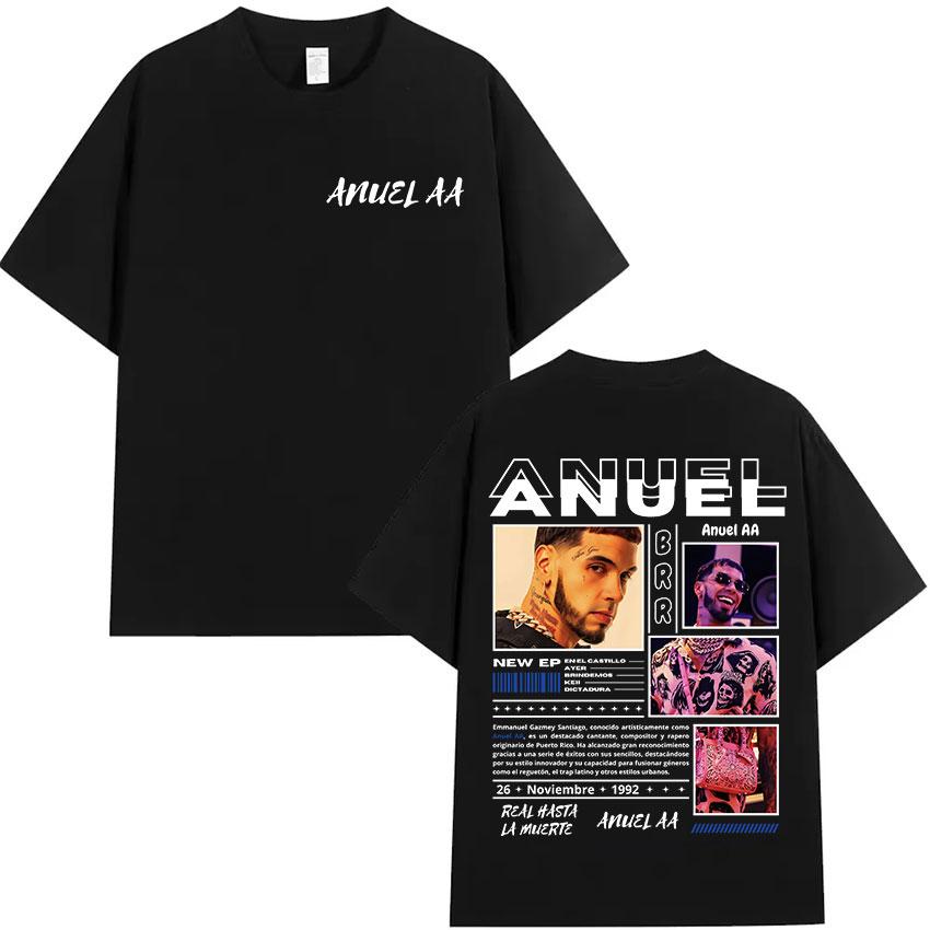 2025 Summer Rapper Anuel AA Real Hasta La Muerte Tour New Album Mens Hip Hop Gothic TShirts 100 Cotton Printed Tshirt