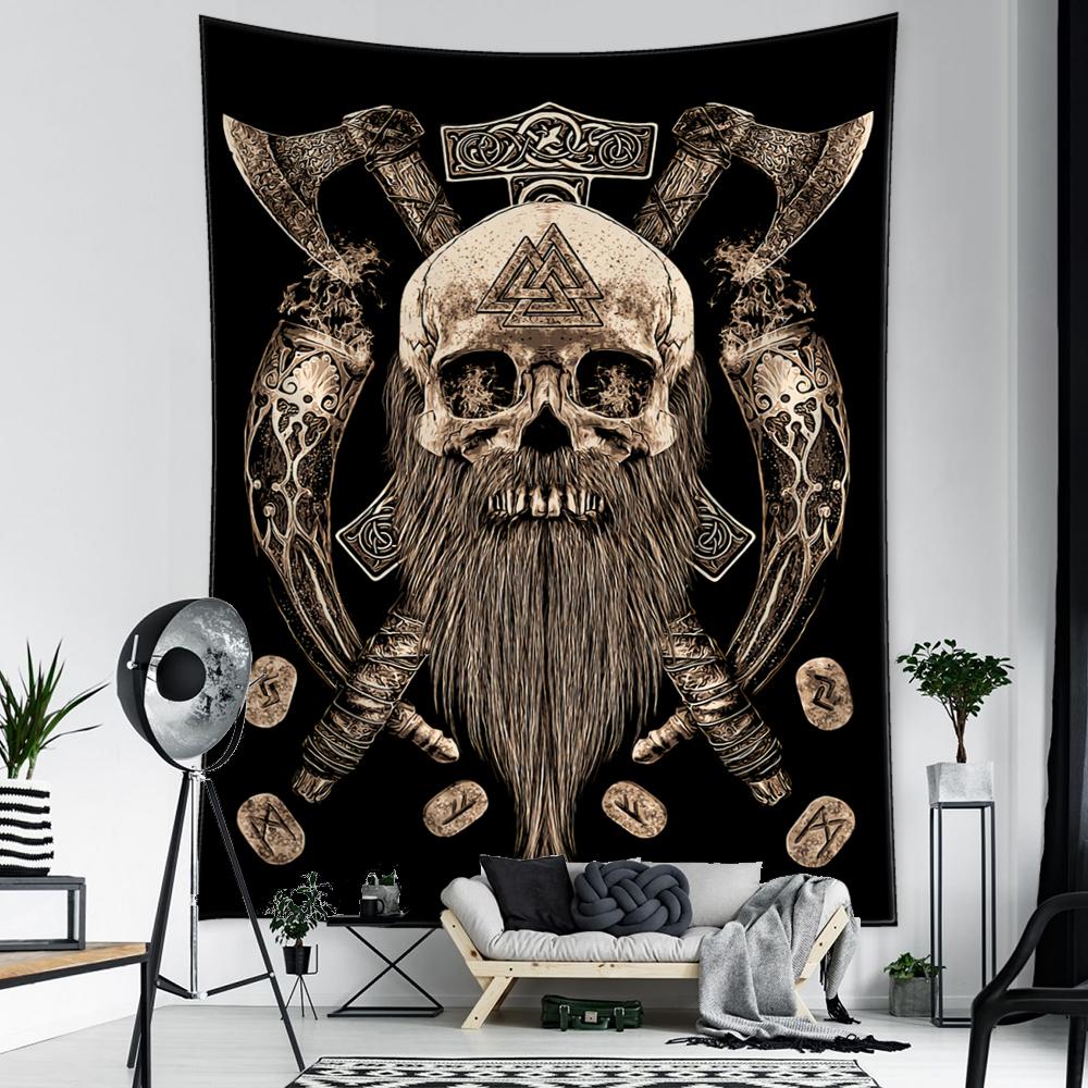 Psychedelic Viking Symbole Wandteppich Hängen Hexerei Hippie Tapiz Wohnheim Hintergrund Stoff Wohnkultur