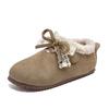 2025 Winter French Plush Fur Bow Lace Shoes: Elegant Birkenstock Style for Evening Gowns