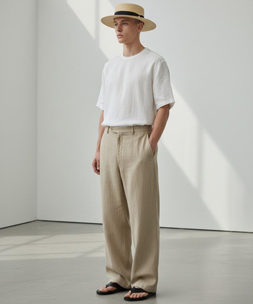 Yunibeosyeolkemiseuteuli Sweet Bk Line Beige Panama Hat Panama Hat
