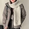 Thickened Wool Blended Scarf for Women In Winter Soft  High End Fashionable and Versatile  Warm Solid Color Knitted Scarf