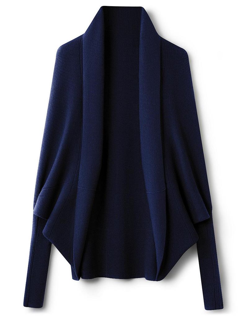 Wool Striped Batwing Sleeve Cardigan Women's Knit Shawl Loose Cloak Sweater Coat