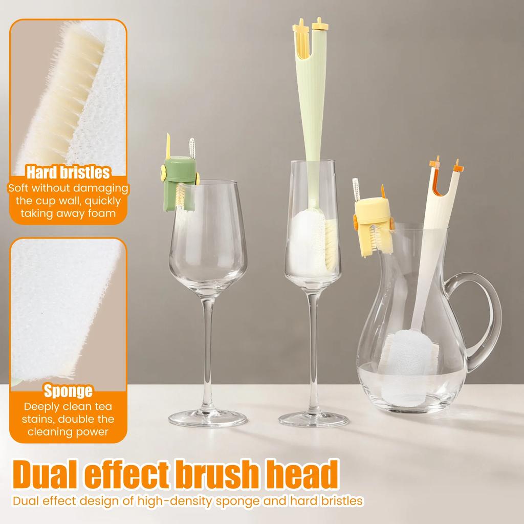 2Pcs 5 in 1 Water Cup Cleaning Brush Set Washing Tool For Use Cup Brush Thermos Cup Brush Milk Bottle Cleaning Sponge Brush