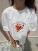 Amerikanisches 100% Reine Baumwolle Unisex T-Shirt Cartoon Retro Herzförmige Granatapfel Druck Sommerurlaub Locker Lässig Oberteile T-Shirts